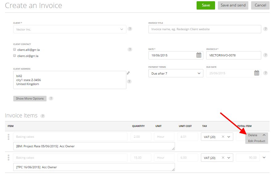 Generating a new invoice