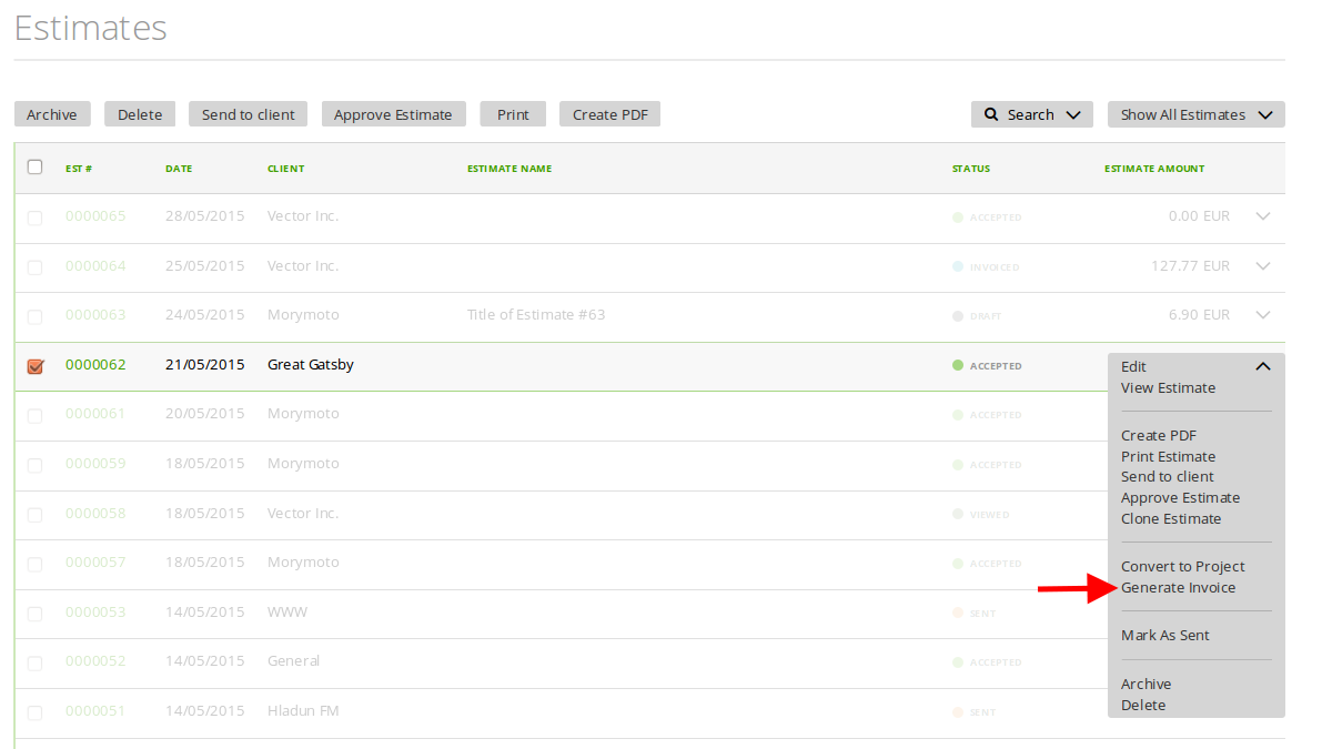 Generate Invoice