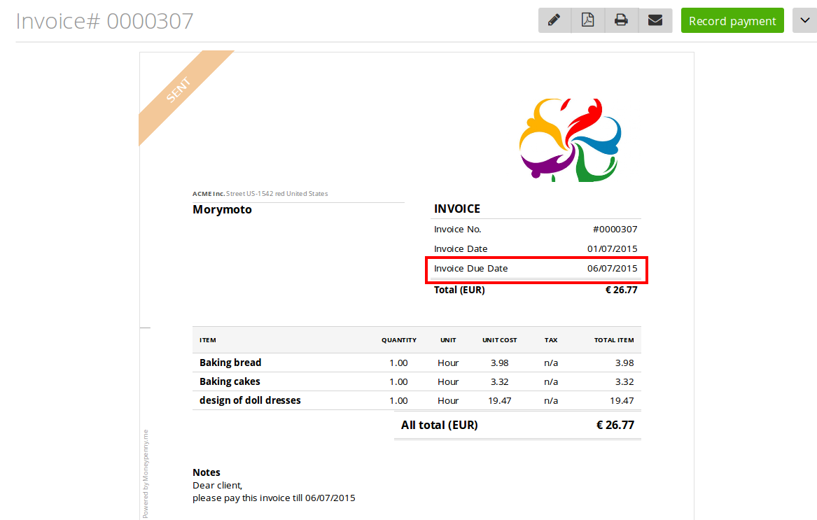 Invoice preview