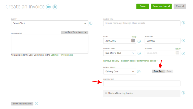 Service date on Invoices 4