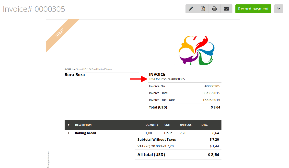 Invoice name